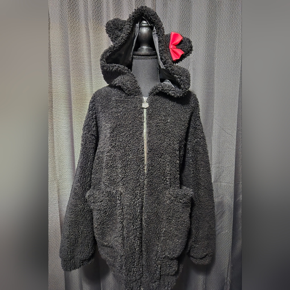 Dolls Kill Hello Kitty black fuzzy hoodie large